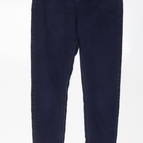 Marks and Spencer Womens Blue Cotton Skinny Jeans Size 10 L27 in Regular Zip