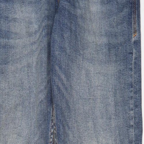 Marks and Spencer Mens Blue Cotton Straight Jeans Size 32 in L29 in Slim Zip - Short Leg