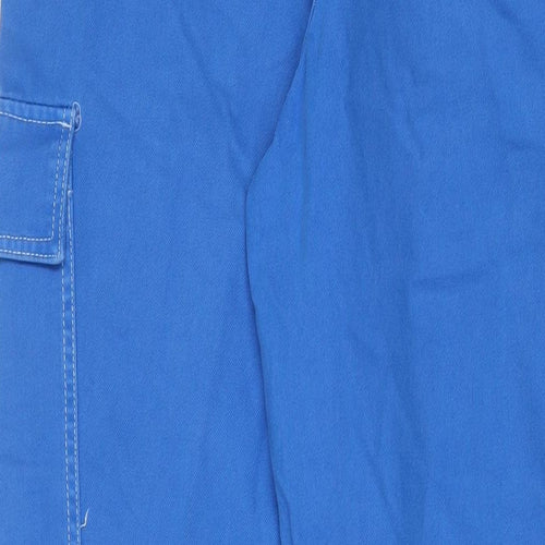Bershka Womens Blue Cotton Wide-Leg Jeans Size 14 L30 in Regular Zip