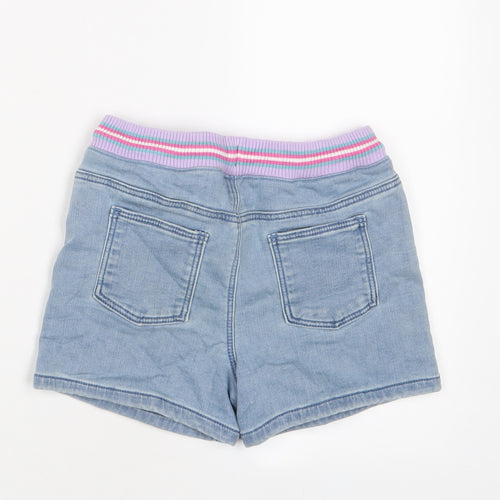 Marks and Spencer Girls Blue Cotton Bermuda Shorts Size 7-8 Years L3 in Regular Drawstring