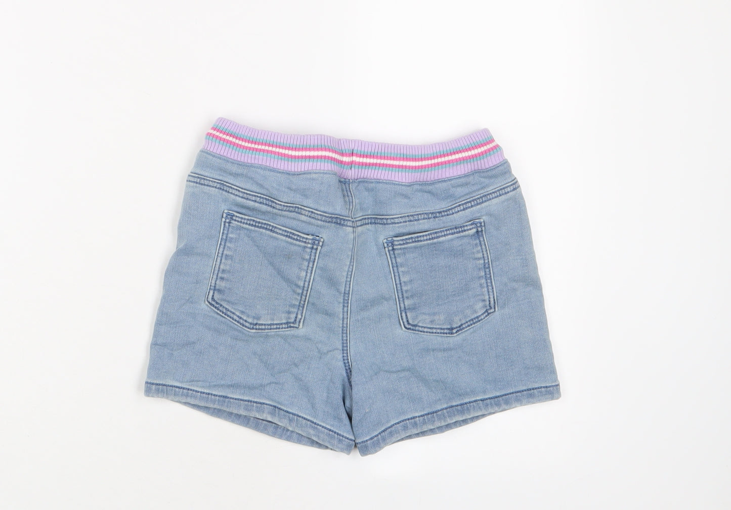Marks and Spencer Girls Blue Cotton Bermuda Shorts Size 7-8 Years L3 in Regular Drawstring