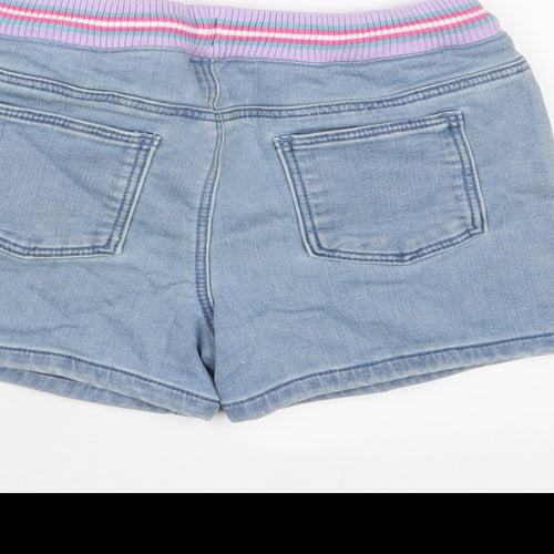 Marks and Spencer Girls Blue Cotton Bermuda Shorts Size 7-8 Years L3 in Regular Drawstring