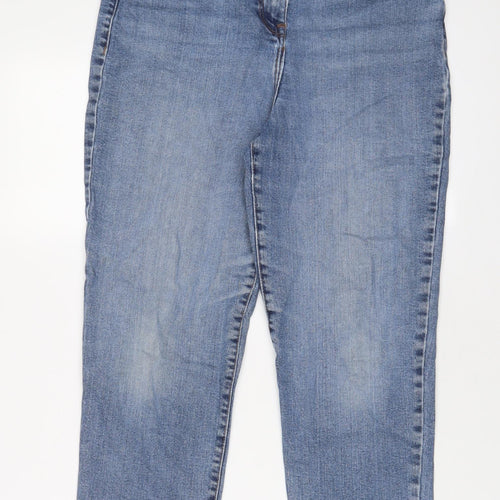 Papaya Womens Blue Cotton Straight Jeans Size 14 L26 in Regular Zip