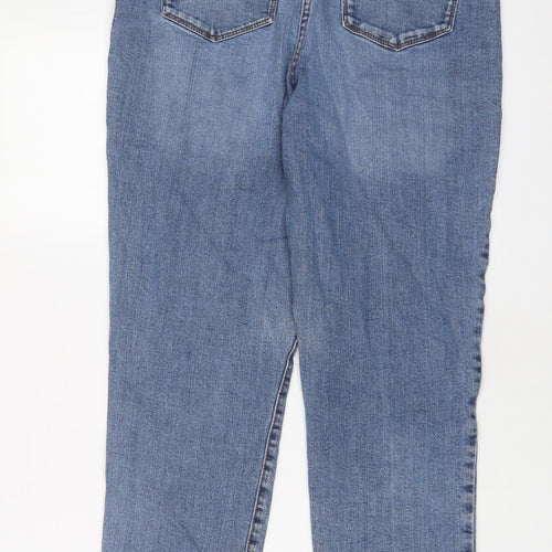 Papaya Womens Blue Cotton Straight Jeans Size 14 L26 in Regular Zip