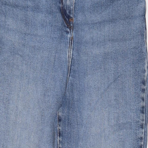 Papaya Womens Blue Cotton Straight Jeans Size 14 L26 in Regular Zip