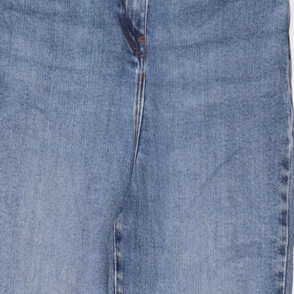 Papaya Womens Blue Cotton Straight Jeans Size 14 L26 in Regular Zip
