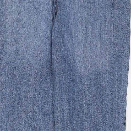 Papaya Womens Blue Cotton Straight Jeans Size 14 L26 in Regular Zip