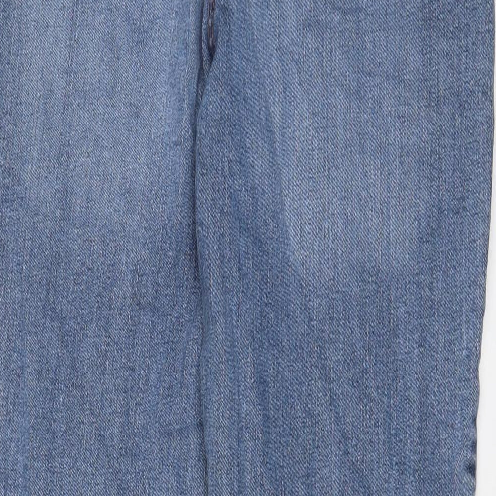 Papaya Womens Blue Cotton Straight Jeans Size 14 L26 in Regular Zip