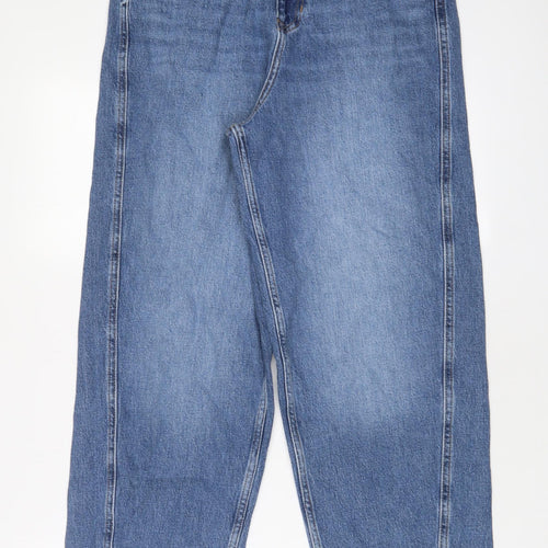 Marks and Spencer Womens Blue Cotton Straight Jeans Size 10 L30 in Regular Zip