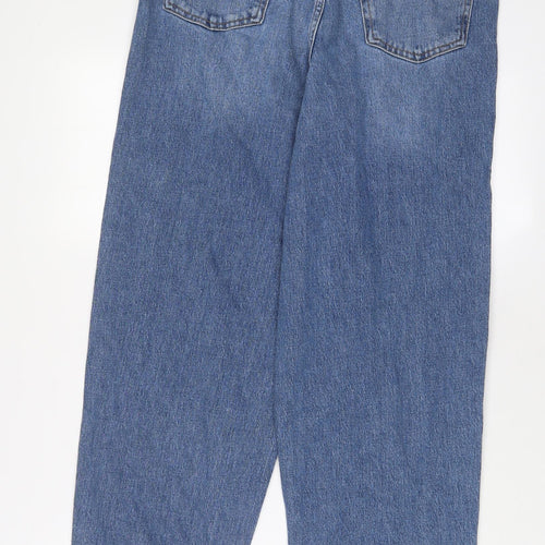 Marks and Spencer Womens Blue Cotton Straight Jeans Size 10 L30 in Regular Zip