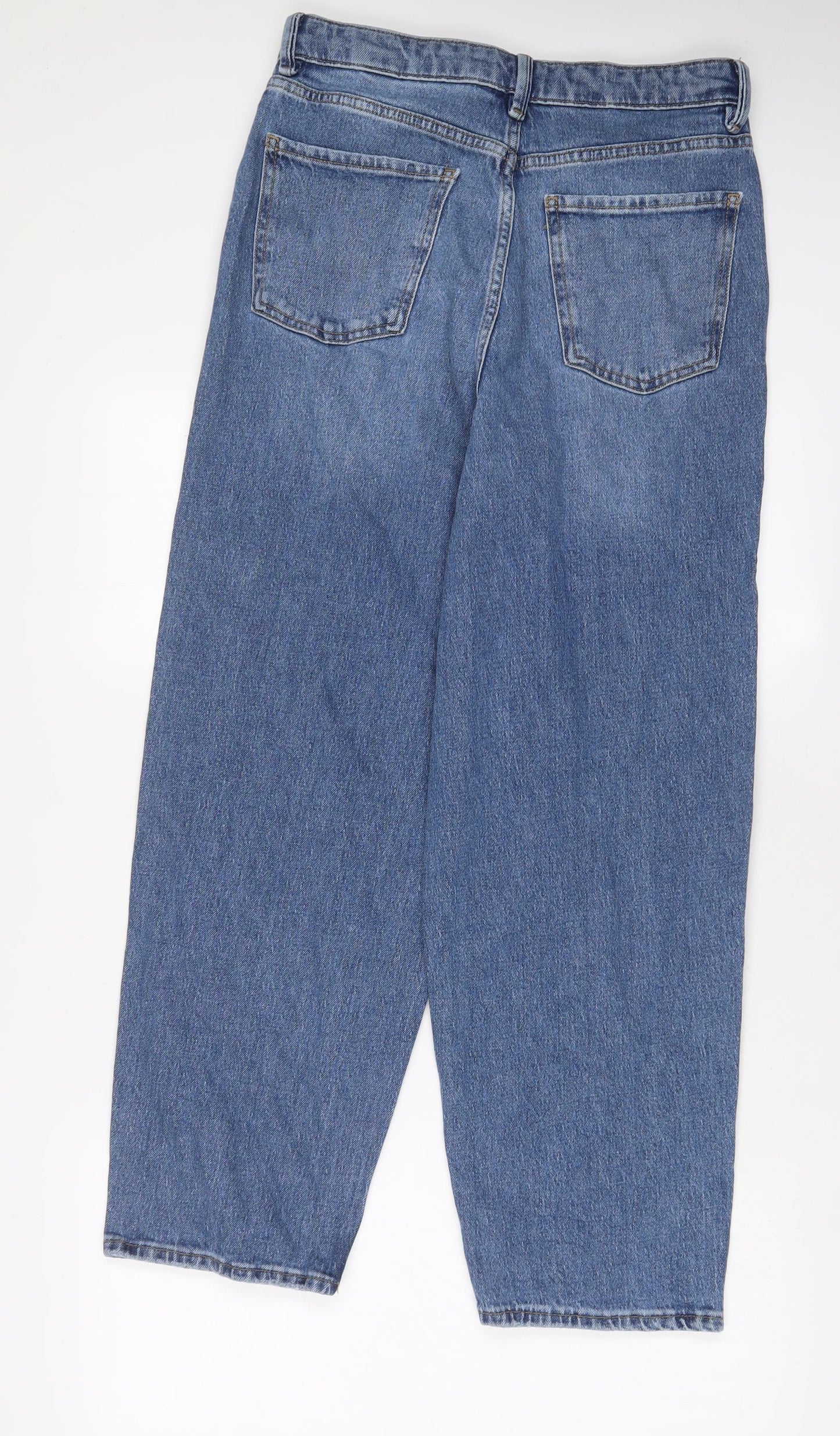 Marks and Spencer Womens Blue Cotton Straight Jeans Size 10 L30 in Regular Zip