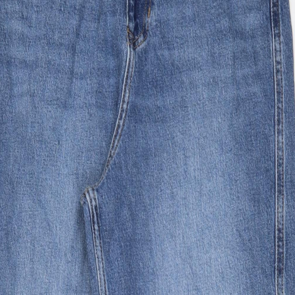 Marks and Spencer Womens Blue Cotton Straight Jeans Size 10 L30 in Regular Zip