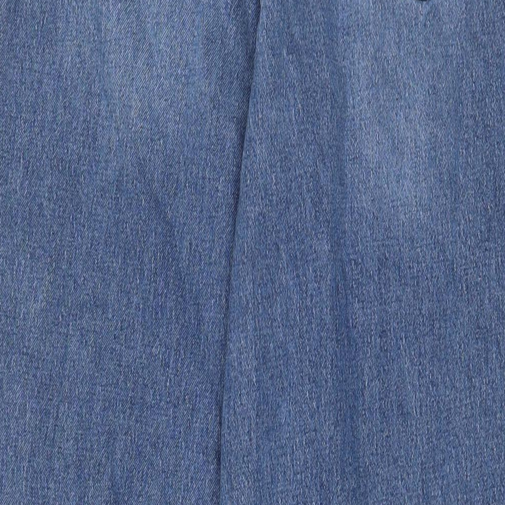 Marks and Spencer Womens Blue Cotton Straight Jeans Size 10 L30 in Regular Zip