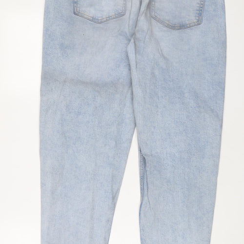 Marks and Spencer Womens Blue Cotton Mom Jeans Size 16 L29 in Regular Zip