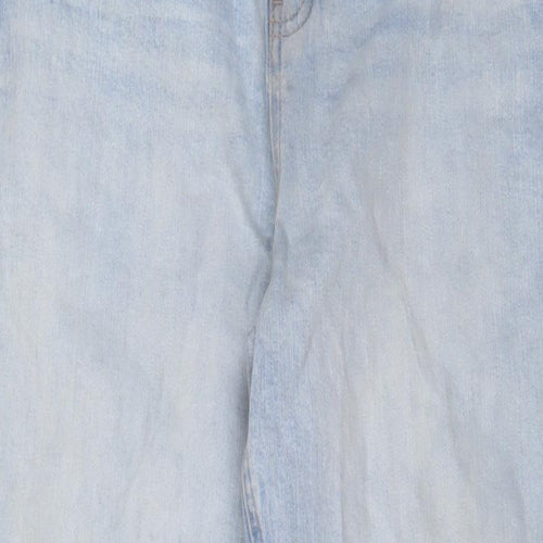 Marks and Spencer Womens Blue Cotton Mom Jeans Size 16 L29 in Regular Zip
