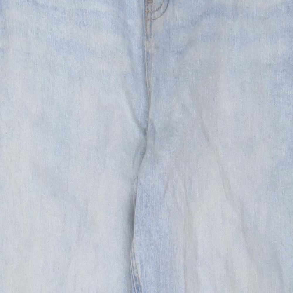 Marks and Spencer Womens Blue Cotton Mom Jeans Size 16 L29 in Regular Zip