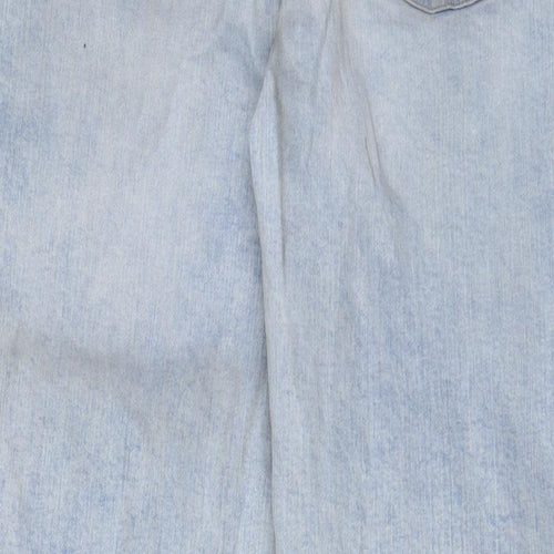 Marks and Spencer Womens Blue Cotton Mom Jeans Size 16 L29 in Regular Zip