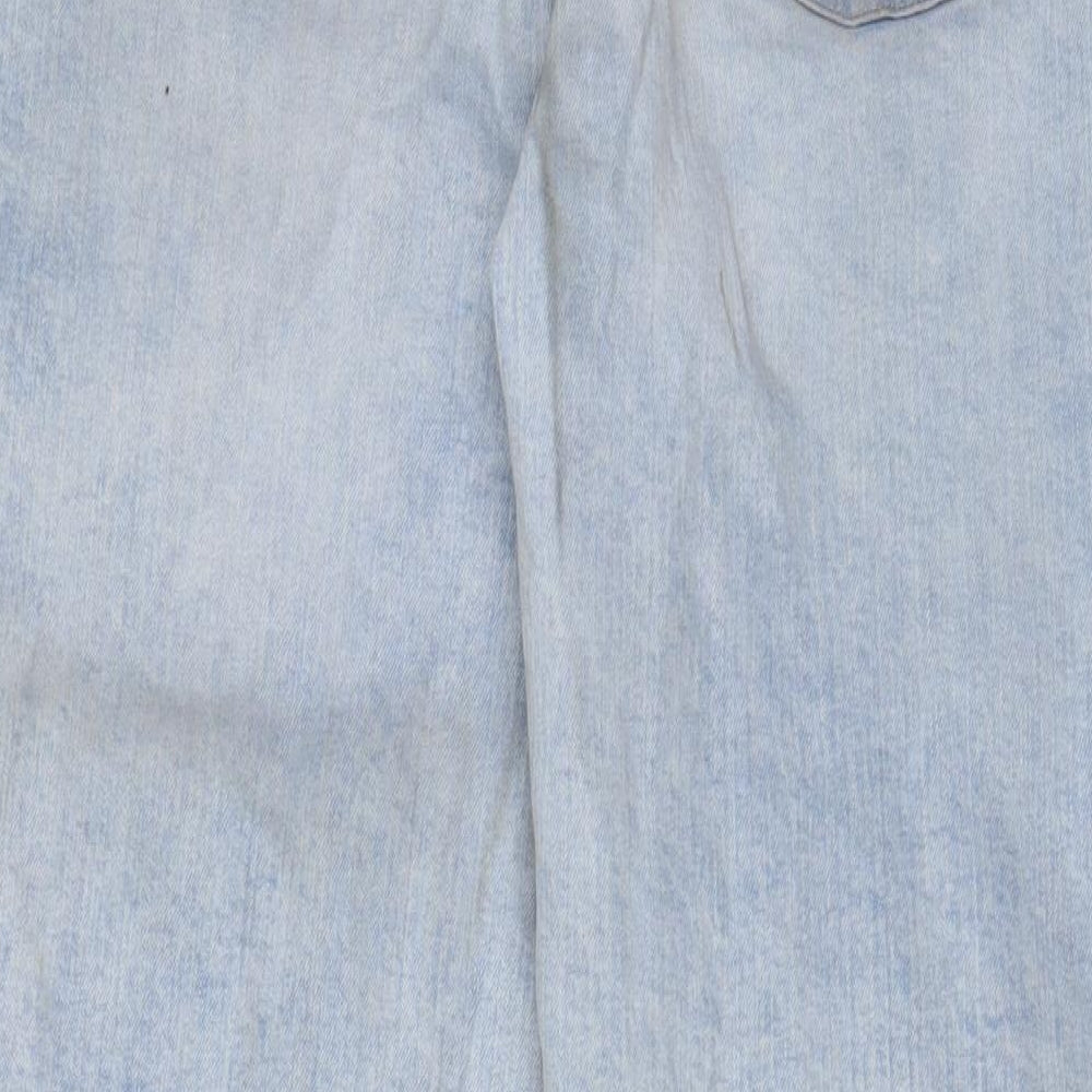Marks and Spencer Womens Blue Cotton Mom Jeans Size 16 L29 in Regular Zip