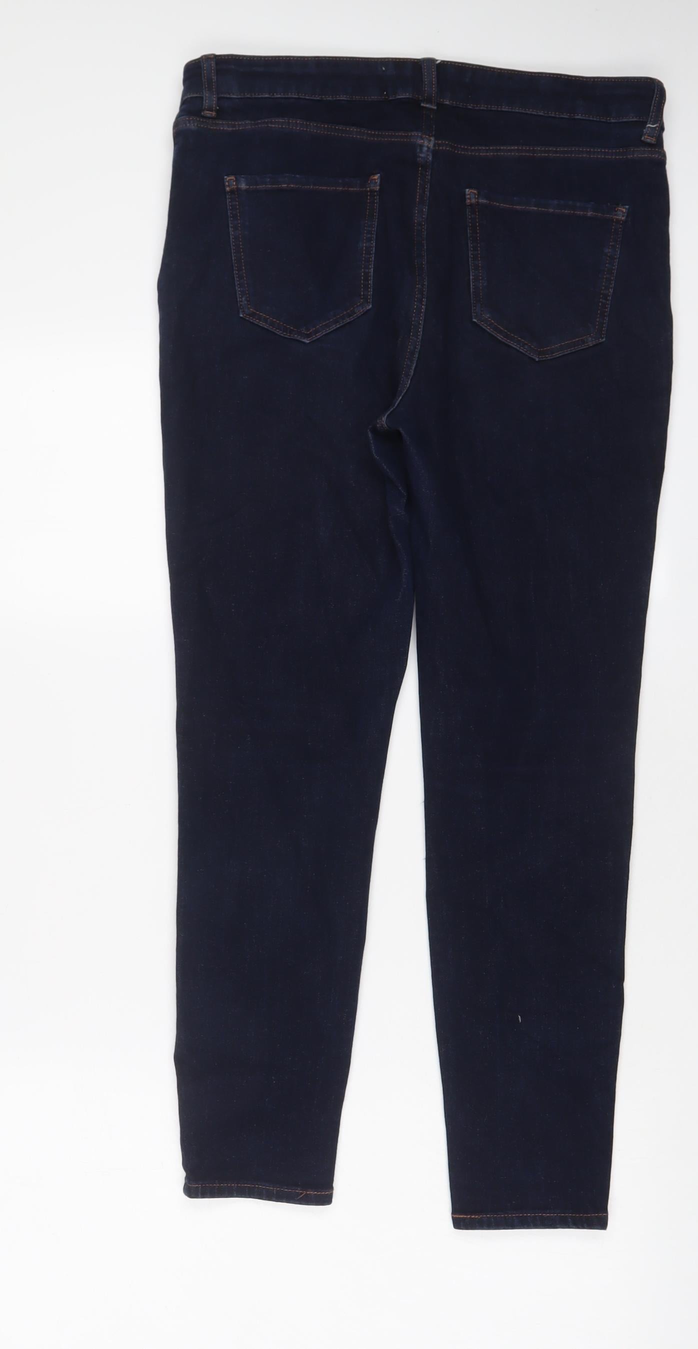NEXT Womens Blue Cotton Skinny Jeans Size 14 L27 in Regular Zip