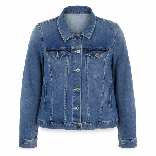 Front view of Vince Camuto women’s blue jacket, size XL, button