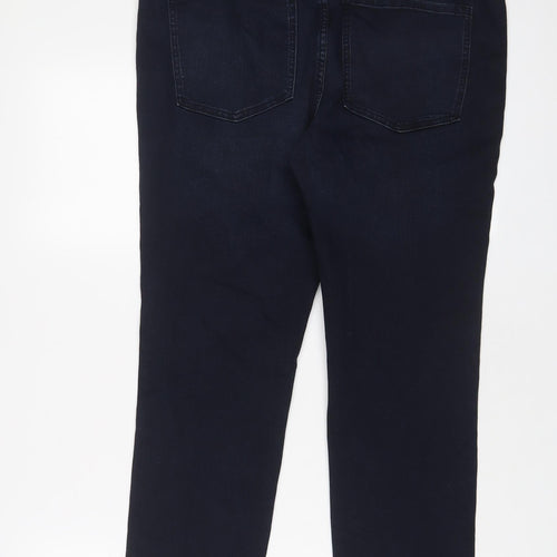 Marks and Spencer Womens Blue Cotton Straight Jeans Size 16 L29 in Slim Zip