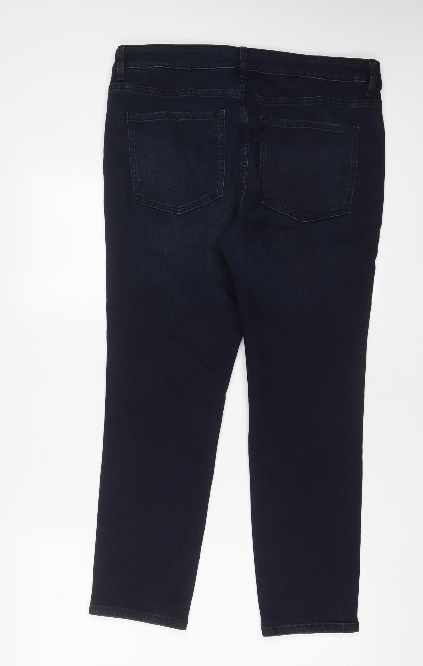 Marks and Spencer Womens Blue Cotton Straight Jeans Size 16 L29 in Slim Zip