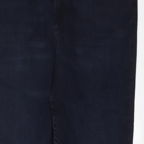 Marks and Spencer Womens Blue Cotton Straight Jeans Size 16 L29 in Slim Zip
