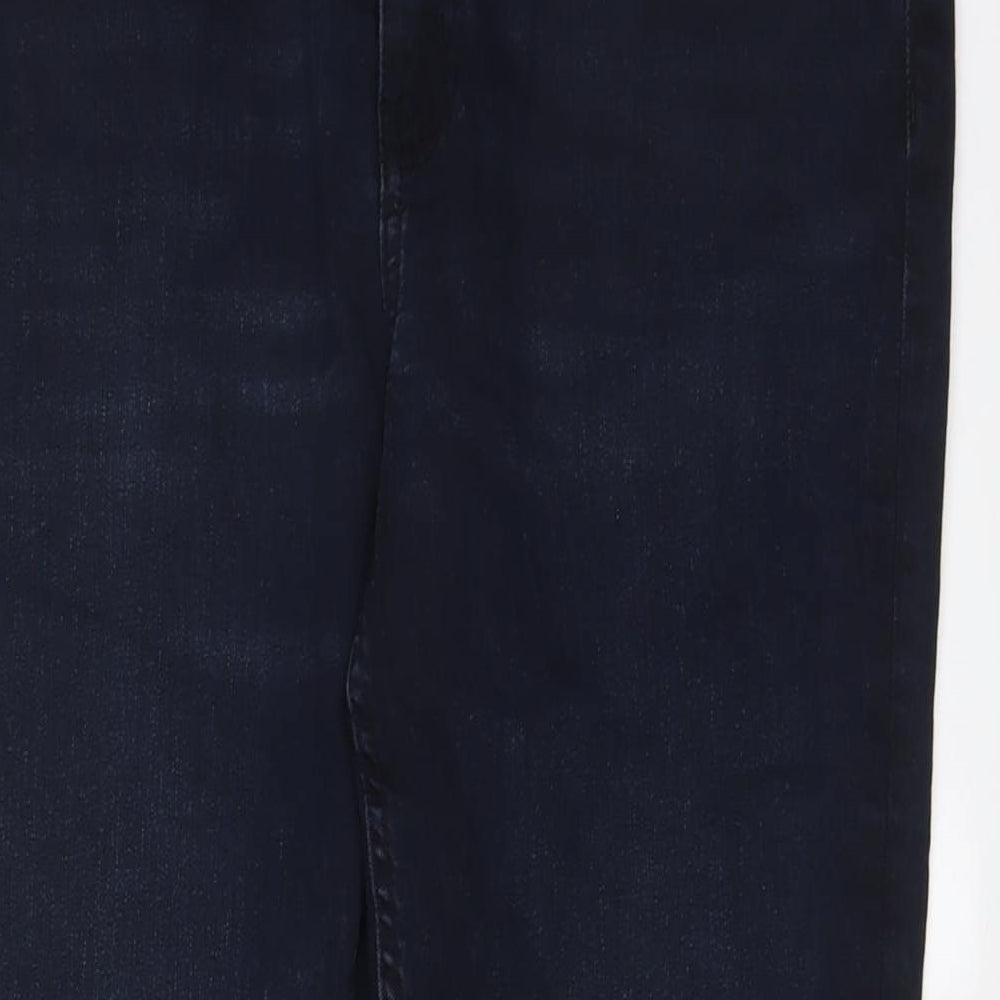 Marks and Spencer Womens Blue Cotton Straight Jeans Size 16 L29 in Slim Zip