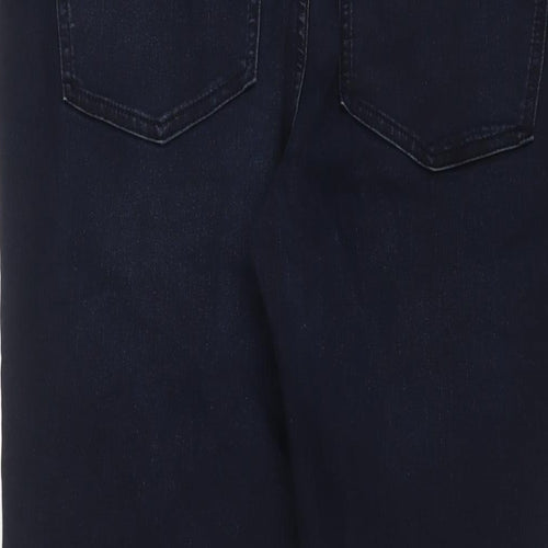 Marks and Spencer Womens Blue Cotton Straight Jeans Size 16 L29 in Slim Zip
