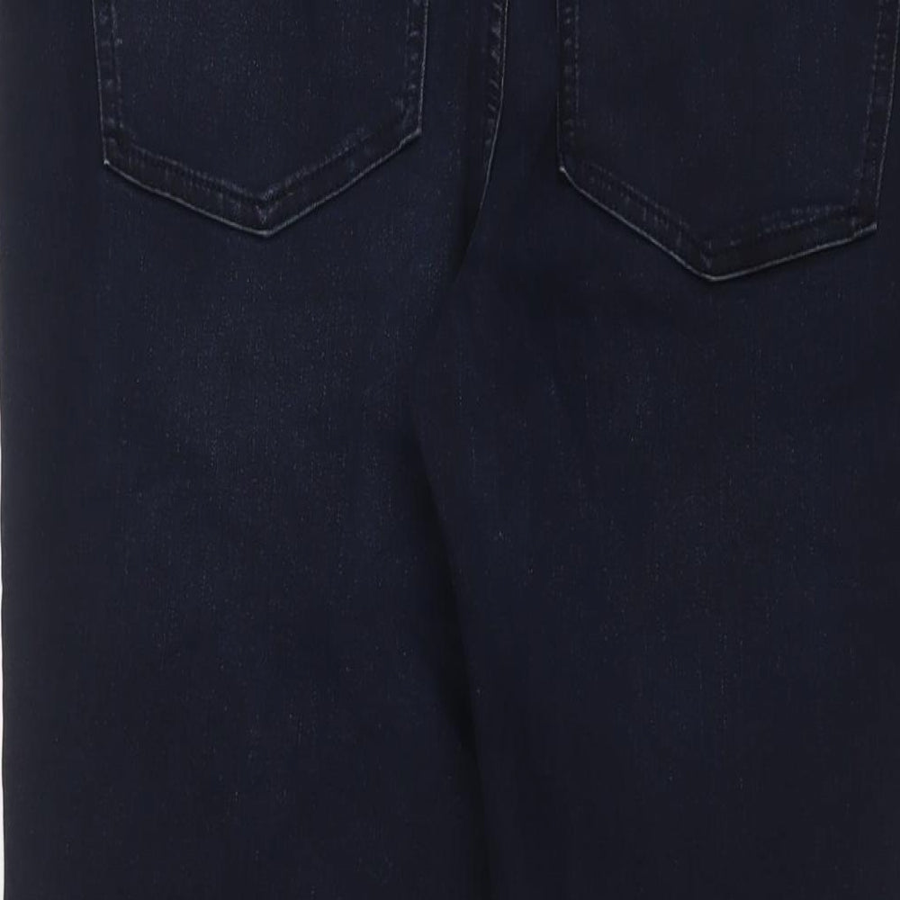Marks and Spencer Womens Blue Cotton Straight Jeans Size 16 L29 in Slim Zip