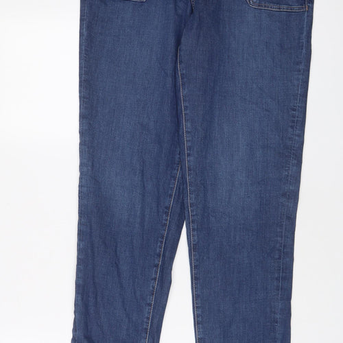 Marks and Spencer Womens Blue Cotton Tapered Jeans Size 10 L32 in Regular Zip
