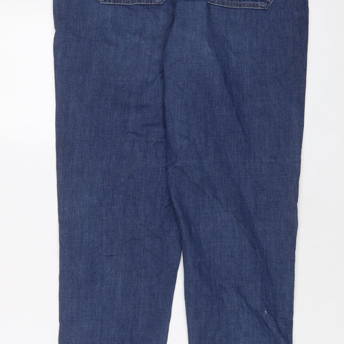 Marks and Spencer Womens Blue Cotton Tapered Jeans Size 10 L32 in Regular Zip