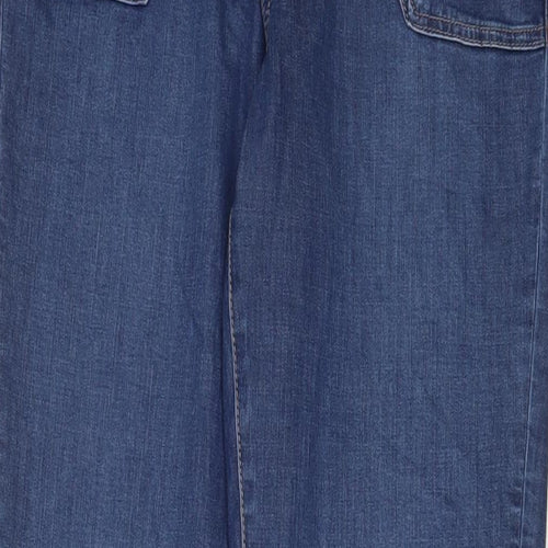 Marks and Spencer Womens Blue Cotton Tapered Jeans Size 10 L32 in Regular Zip