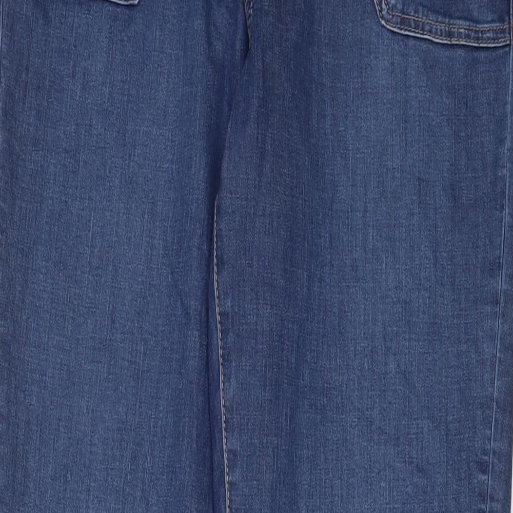 Marks and Spencer Womens Blue Cotton Tapered Jeans Size 10 L32 in Regular Zip