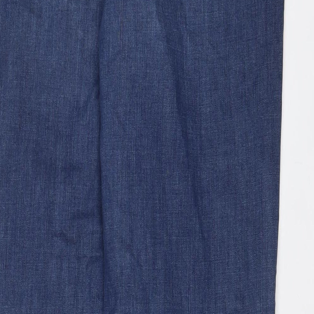 Marks and Spencer Womens Blue Cotton Tapered Jeans Size 10 L32 in Regular Zip