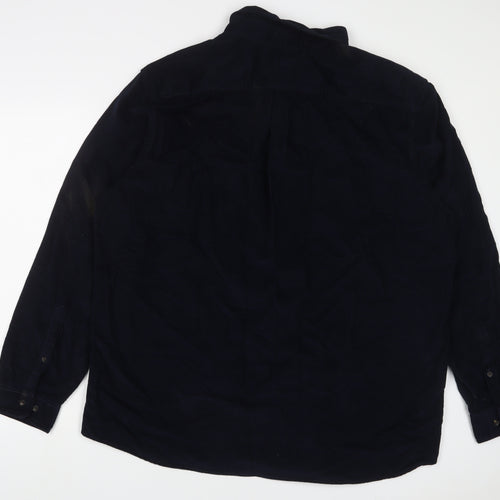Marks and Spencer Mens Blue Cotton Button-Up Size 2XL Collared Button
