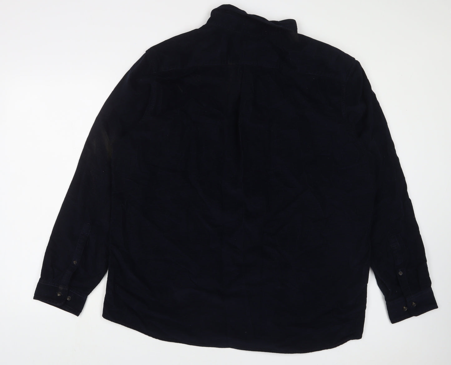 Marks and Spencer Mens Blue Cotton Button-Up Size 2XL Collared Button