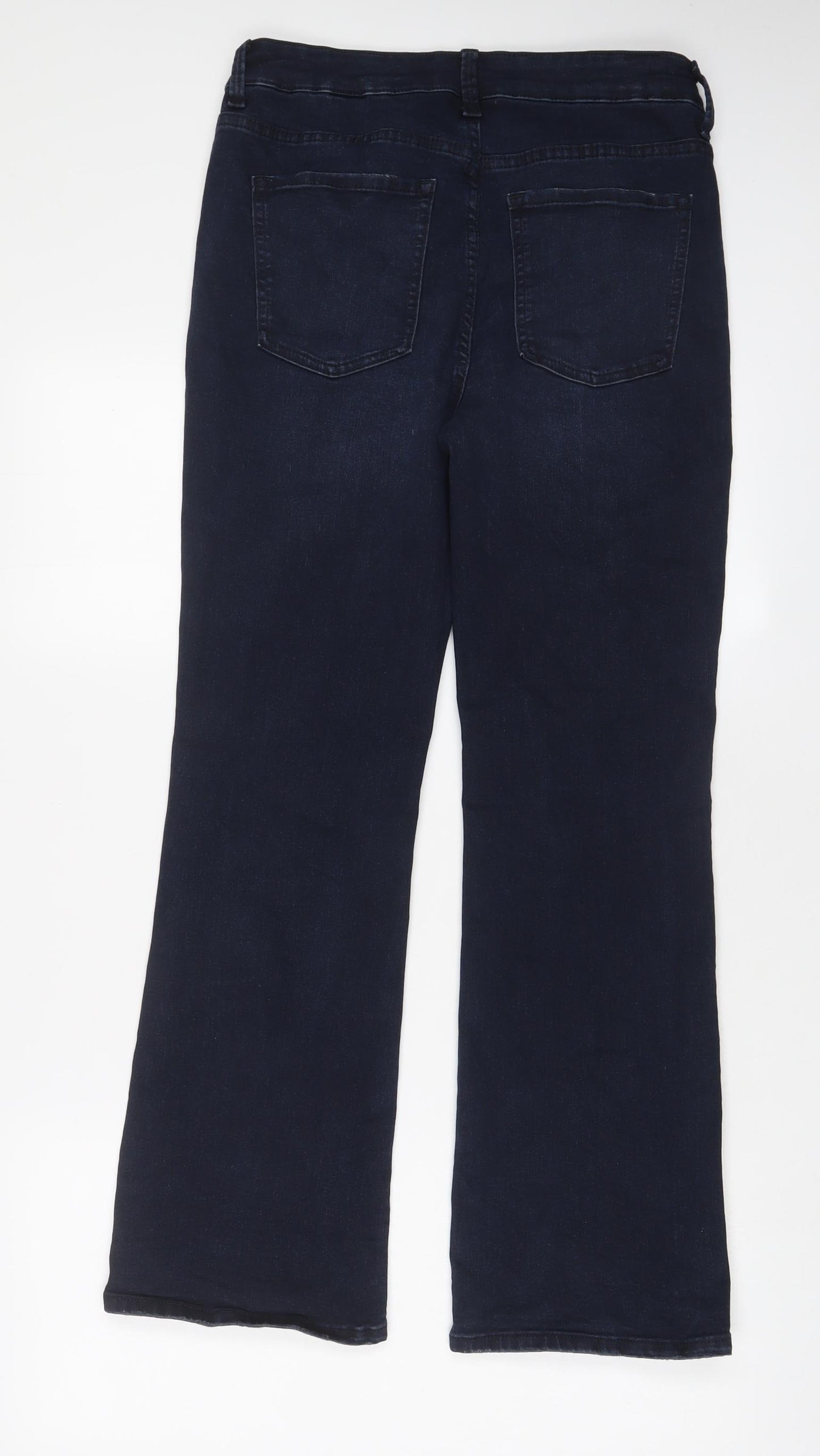Marks and Spencer Womens Blue Cotton Bootcut Jeans Size 12 L29 in Regular Zip