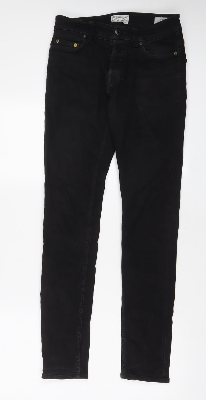 ONLY & SONS Mens Black Cotton Skinny Jeans Size 28 in L32 in Regular Button