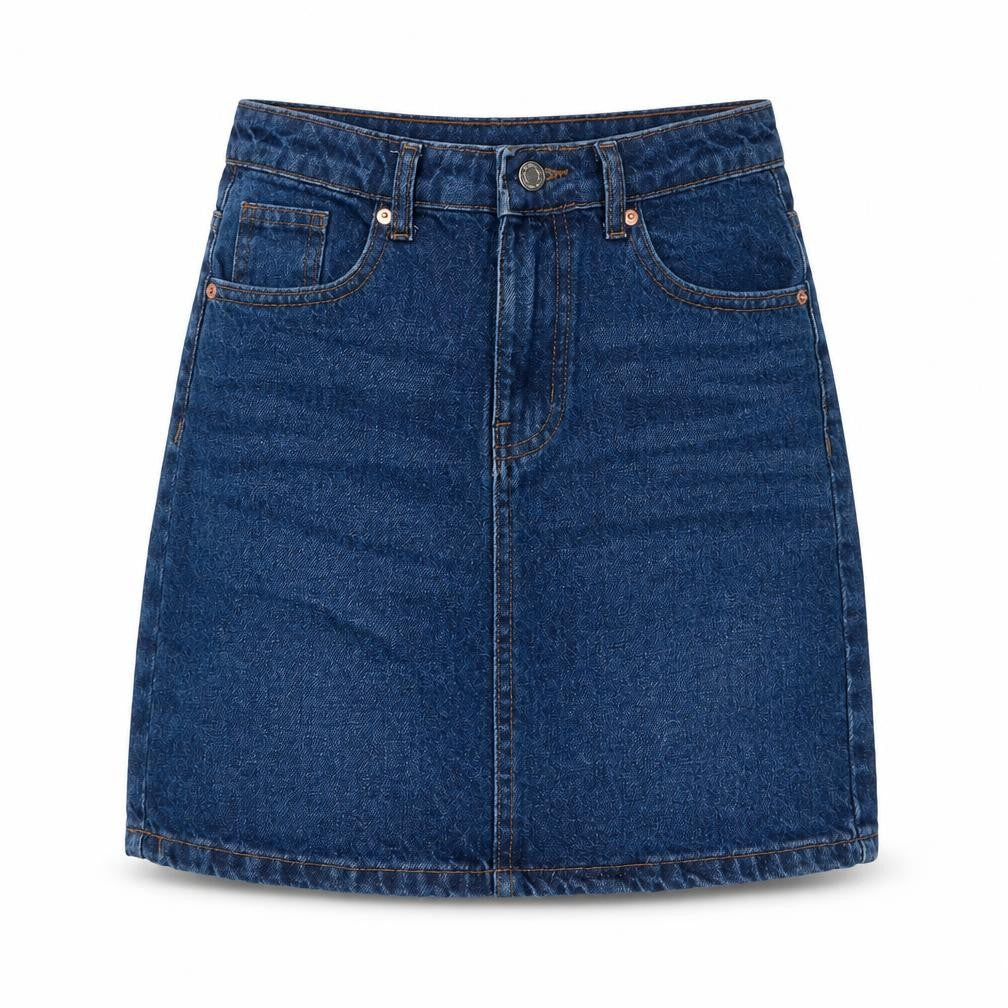 Don't think twice Womens Blue Cotton A-Line Skirt Size 8 Zip