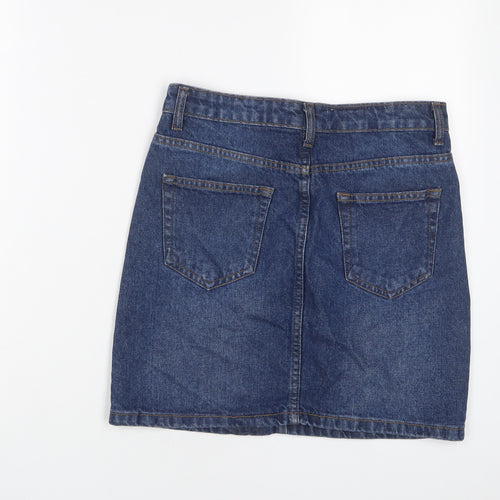 Don't think twice Womens Blue Cotton A-Line Skirt Size 8 Zip