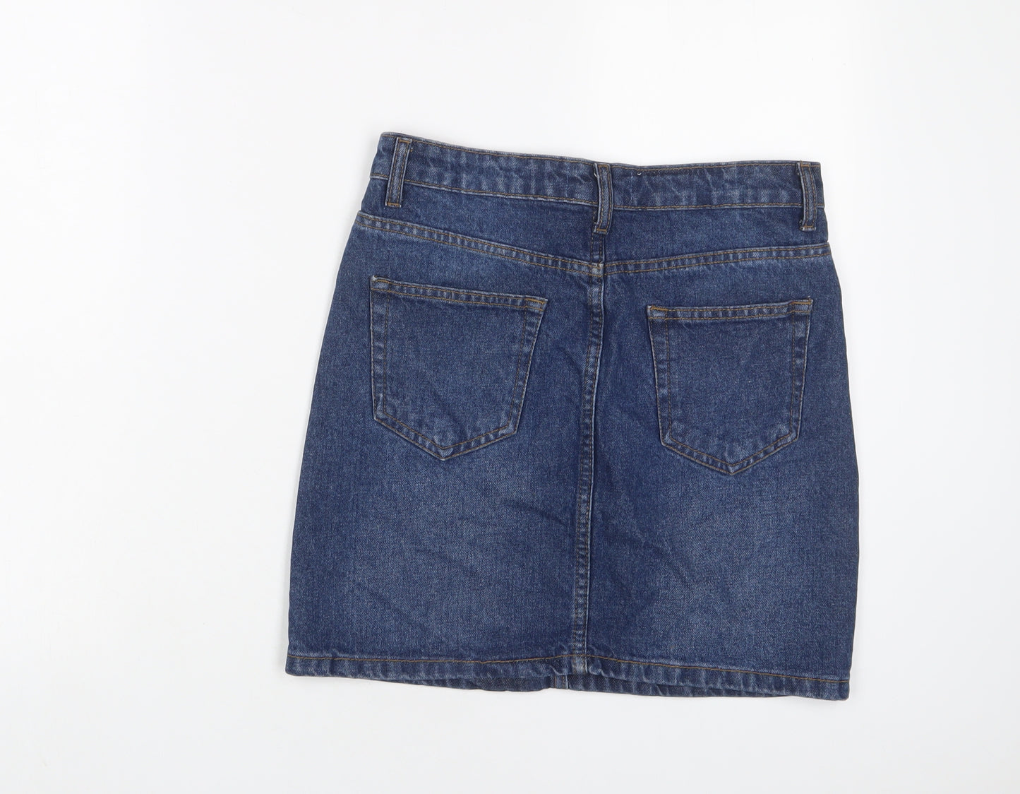 Don't think twice Womens Blue Cotton A-Line Skirt Size 8 Zip