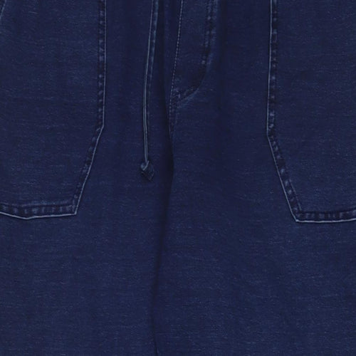 Marks and Spencer Womens Blue Cotton Straight Jeans Size 18 L26 in Regular Drawstring