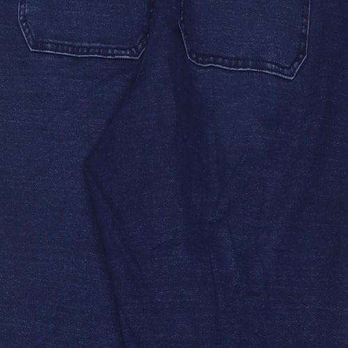 Marks and Spencer Womens Blue Cotton Straight Jeans Size 18 L26 in Regular Drawstring