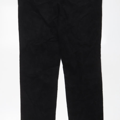 Marks and Spencer Womens Black Cotton Trousers Size 16 L30 in Regular Zip
