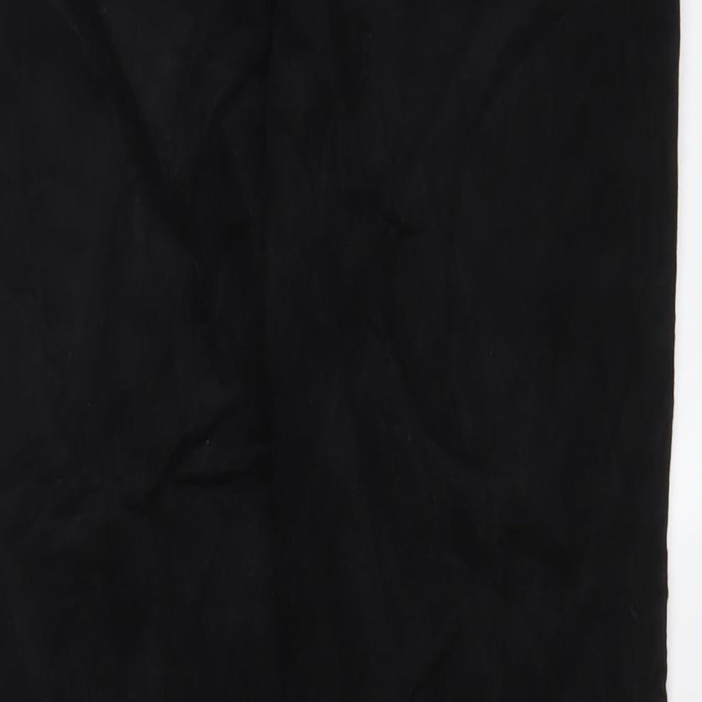 Marks and Spencer Womens Black Cotton Trousers Size 16 L30 in Regular Zip