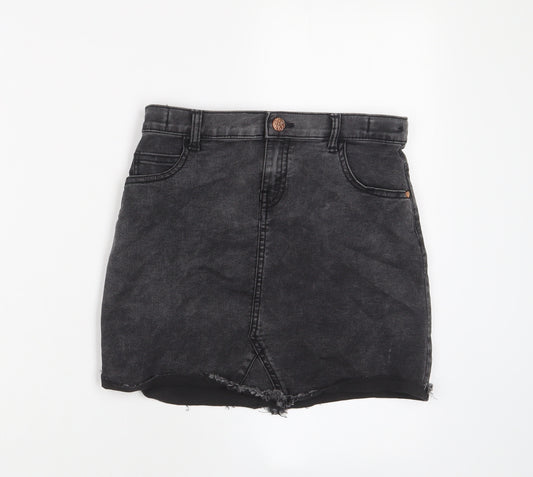 Nutmeg Girls Grey Cotton A-Line Skirt Size 10-11 Years Regular Zip
