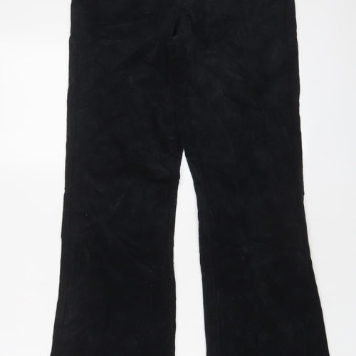 Marks and Spencer Womens Black Cotton Trousers Size 8 L30 in Regular Zip