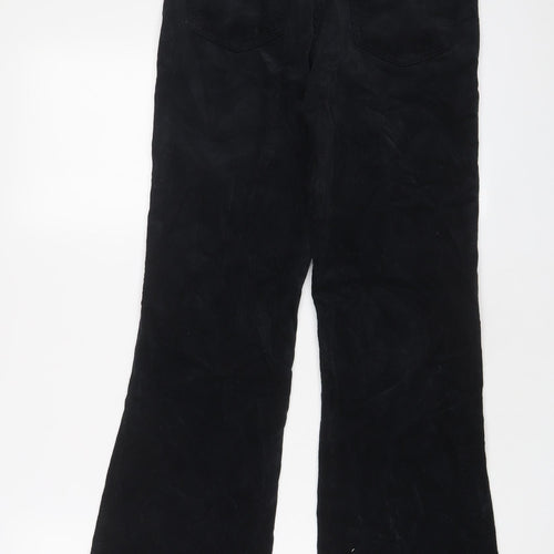 Marks and Spencer Womens Black Cotton Trousers Size 8 L30 in Regular Zip