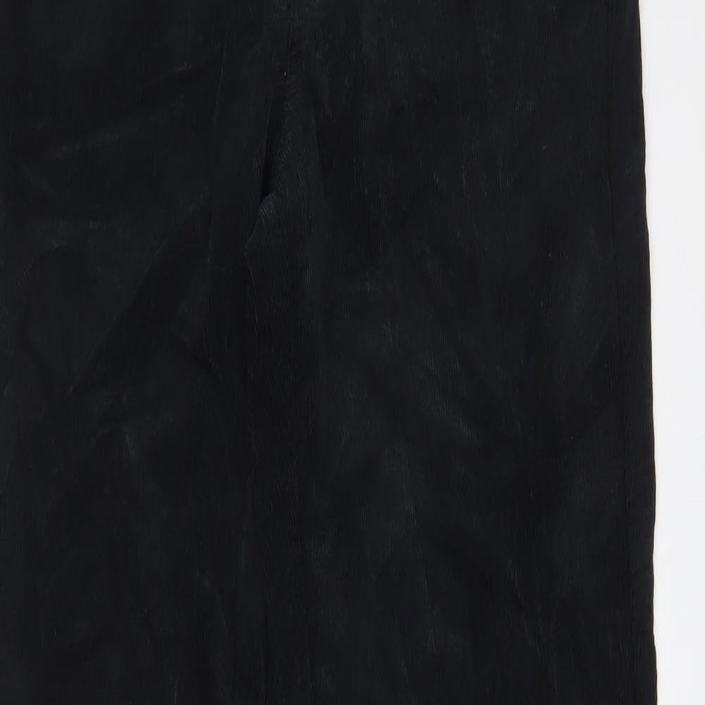 Marks and Spencer Womens Black Cotton Trousers Size 8 L30 in Regular Zip